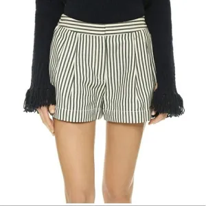 3.1 Phillip Lim Ivory &amp; Black Striped Linen Blend Shorts Size 2
