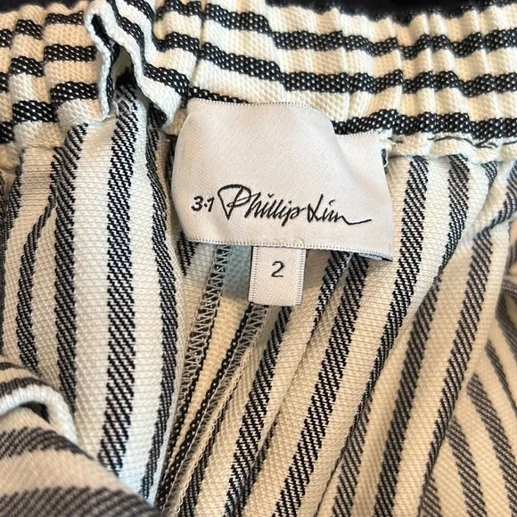 3.1 Phillip Lim Ivory &amp; Black Striped Linen Blend Shorts Size 2