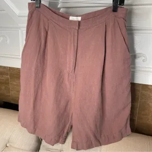 AA:  All: Row Mauve Burgundy High Waisted Linen shorts Sz L