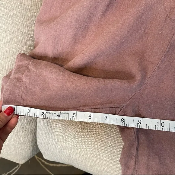 AA:  All: Row Mauve Burgundy High Waisted Linen shorts Sz L