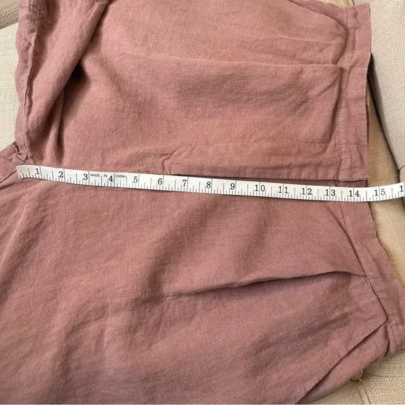 AA:  All: Row Mauve Burgundy High Waisted Linen shorts Sz L