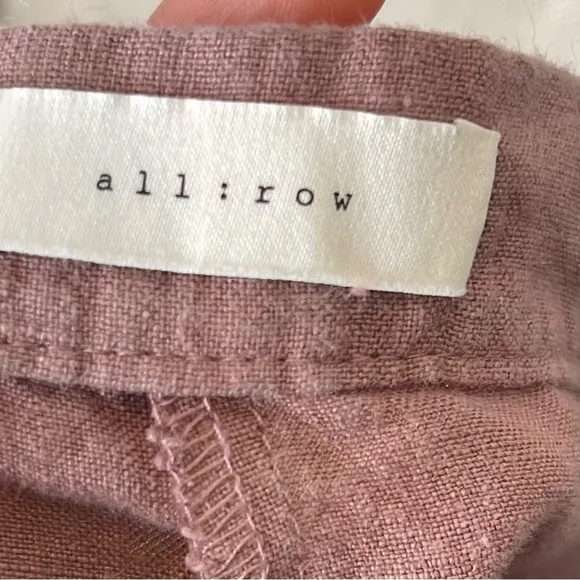 AA:  All: Row Mauve Burgundy High Waisted Linen shorts Sz L