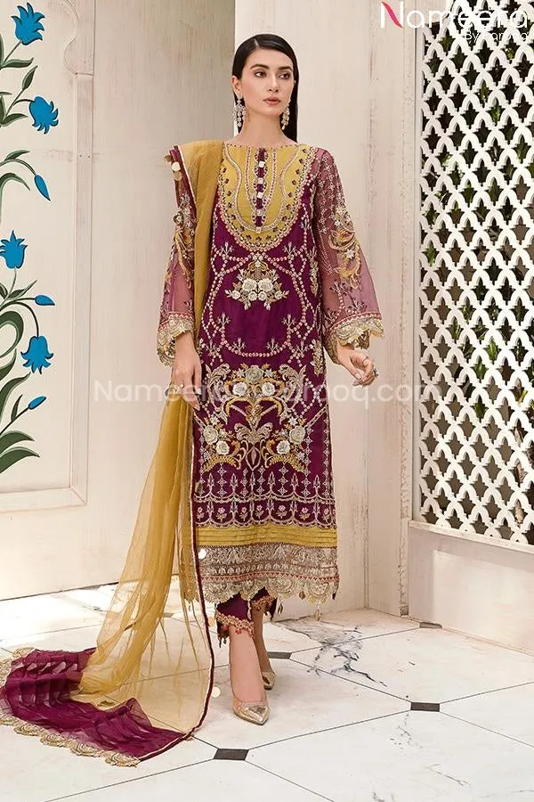 Agha Noor Pakistani Party Wear in Plum Color #PF63