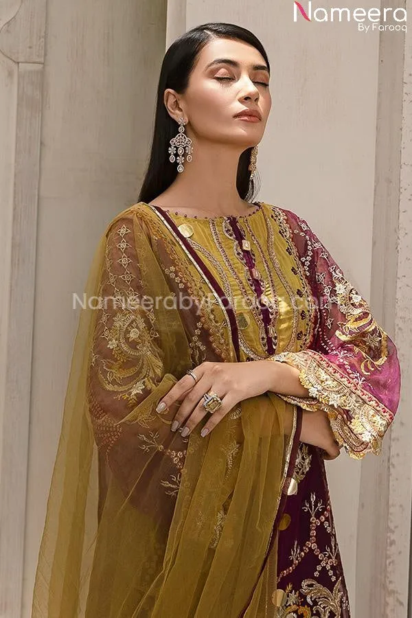 Agha Noor Pakistani Party Wear in Plum Color #PF63