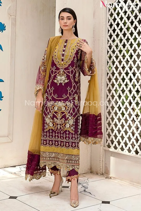 Agha Noor Pakistani Party Wear in Plum Color #PF63