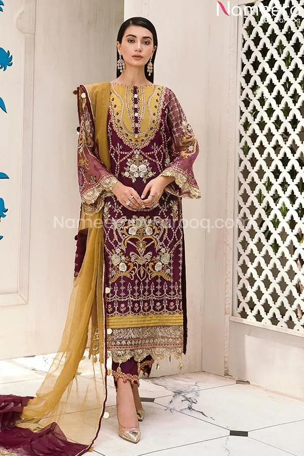 Agha Noor Pakistani Party Wear in Plum Color #PF63