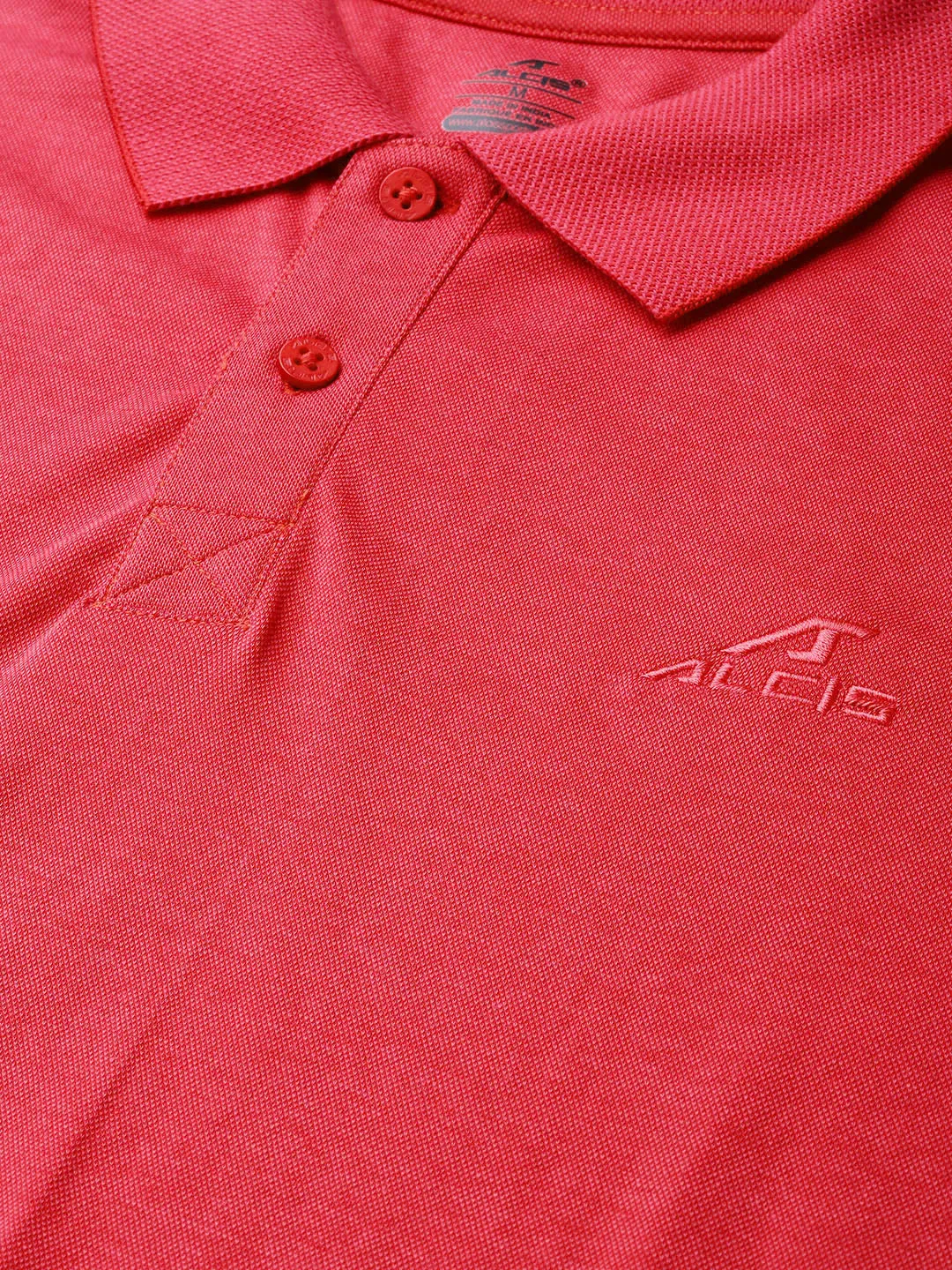 Alcis Men Red Solid Polo Collar T-shirt