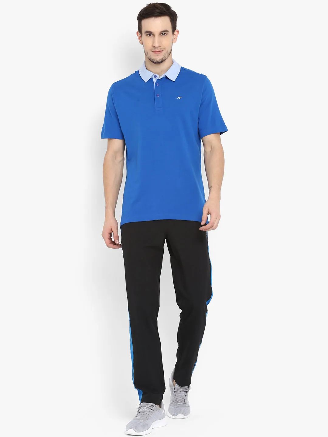 ALCIS Men Solid Blue Polo T-Shirt