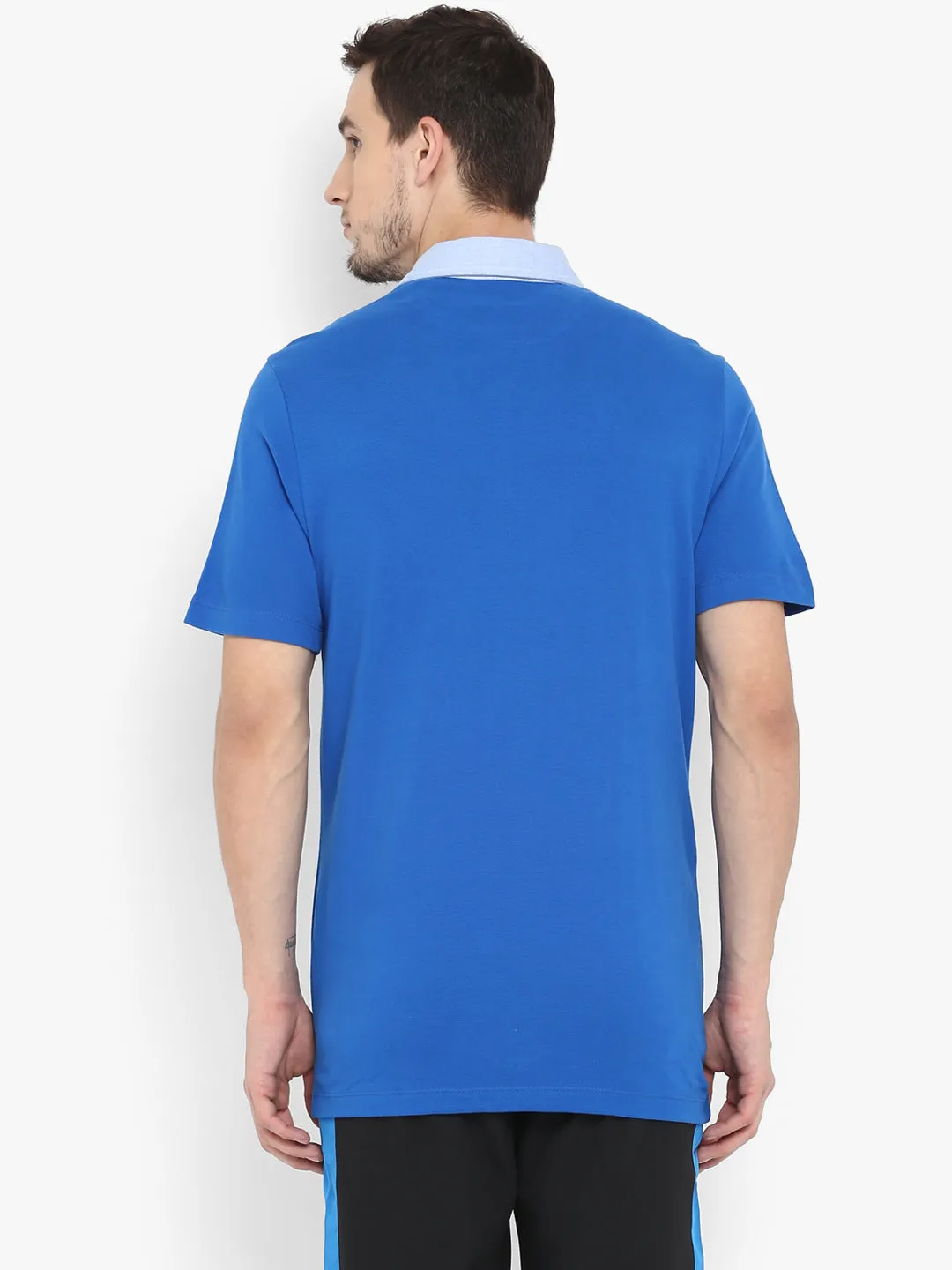 ALCIS Men Solid Blue Polo T-Shirt