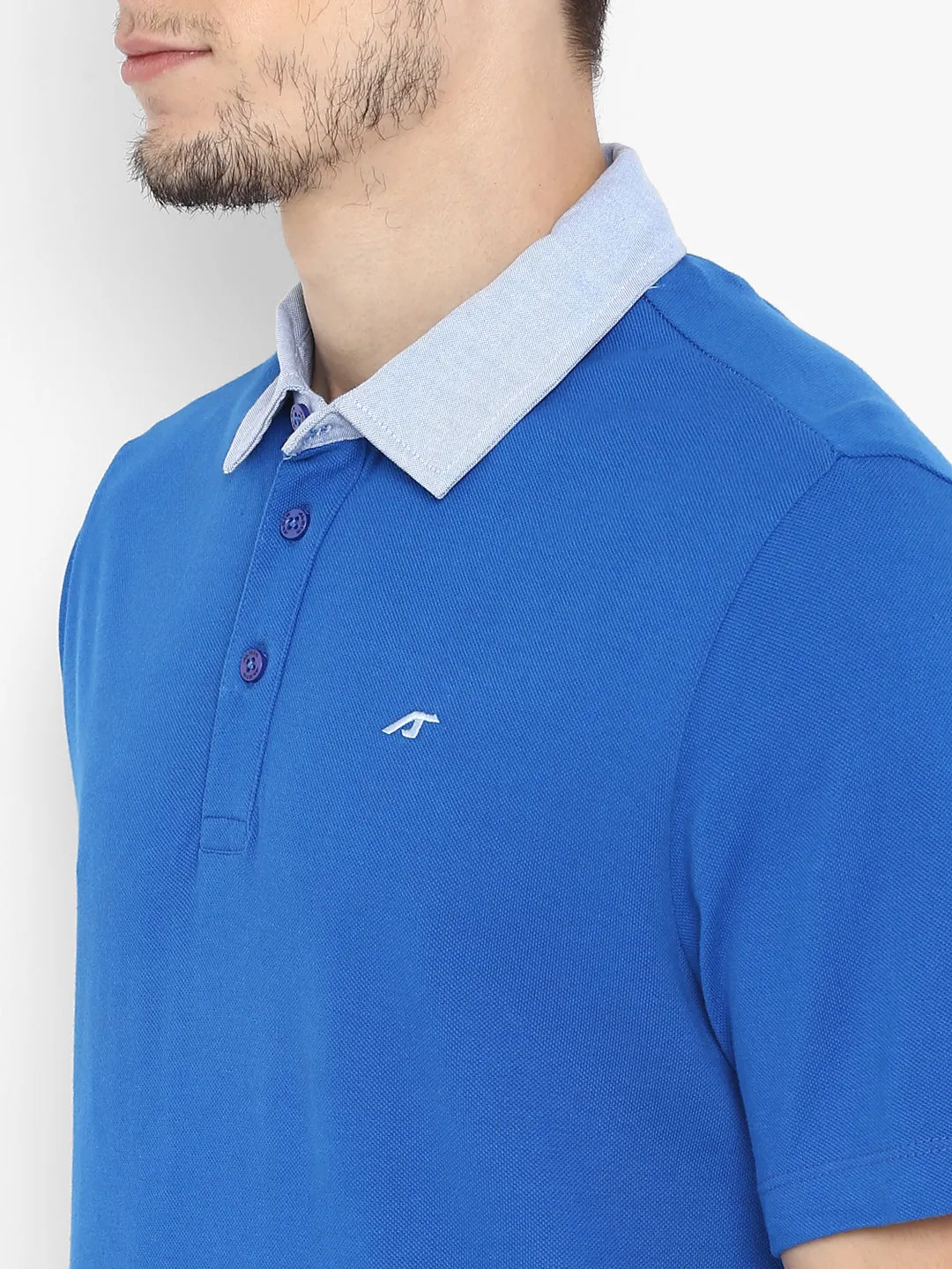 ALCIS Men Solid Blue Polo T-Shirt