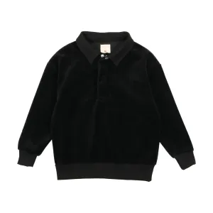 Analogie Velour Sweatshirt Polo - Black
