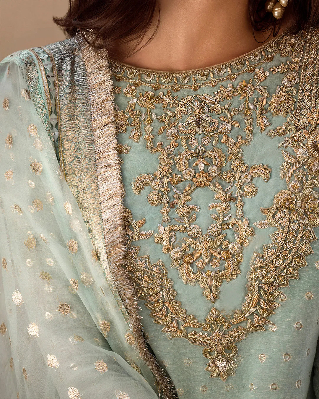 Aqua Color Kameez Sharara Pakistani Wedding Dresses