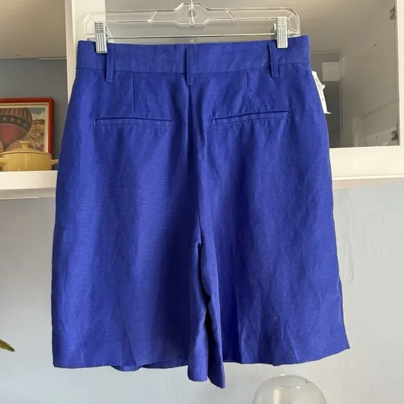 Aritzia Wilfred Vito Linen Shorts Hight Waisted Pleated Blue