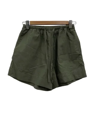 Army Green Linen Aline Shorts