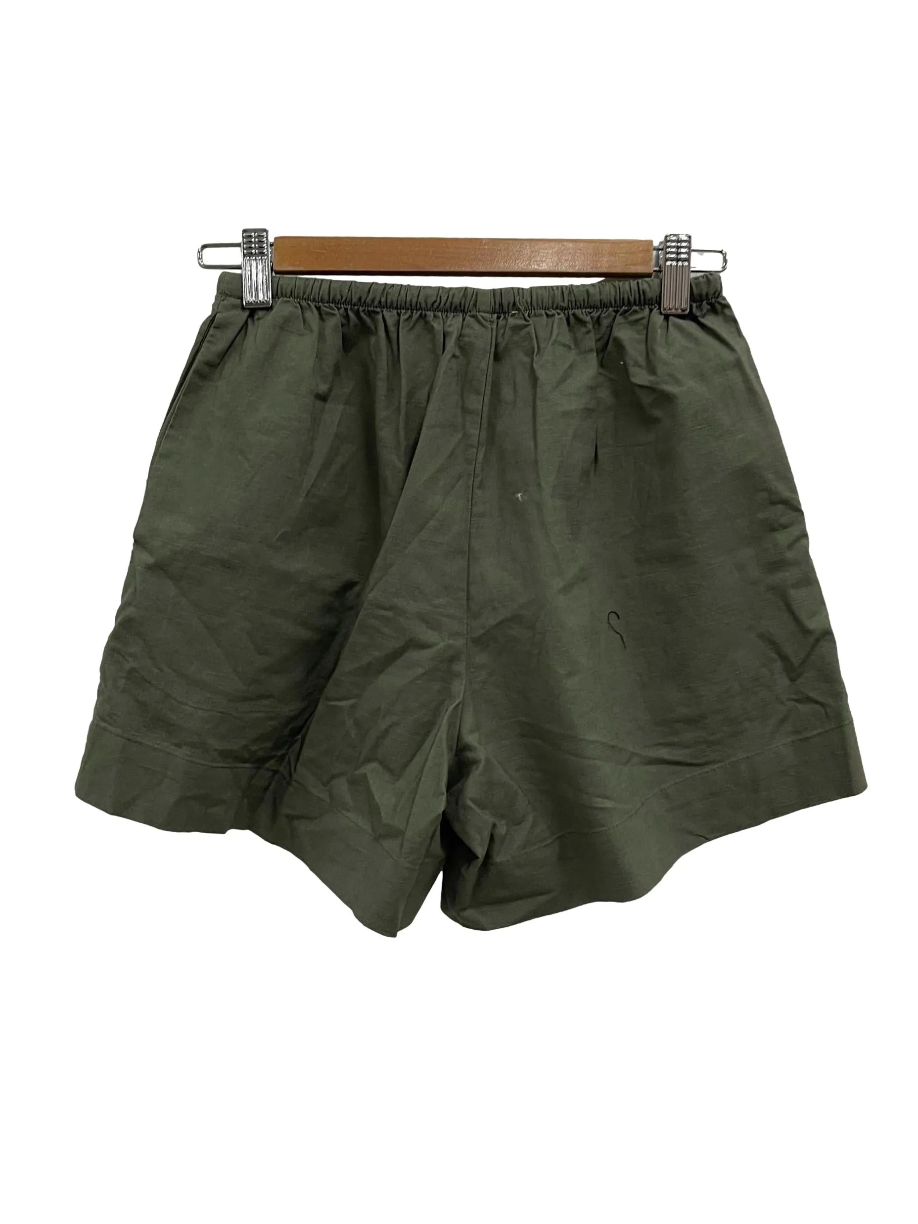 Army Green Linen Aline Shorts