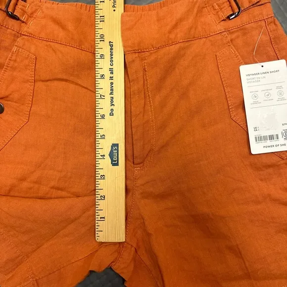 Athleta Womens size 4 Sunbaked Clay Voyager Linen Shorts Adjustable Waist