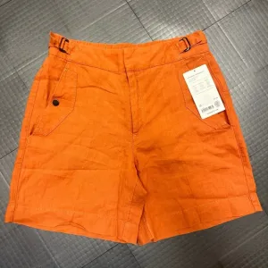Athleta Womens size 4 Sunbaked Clay Voyager Linen Shorts Adjustable Waist