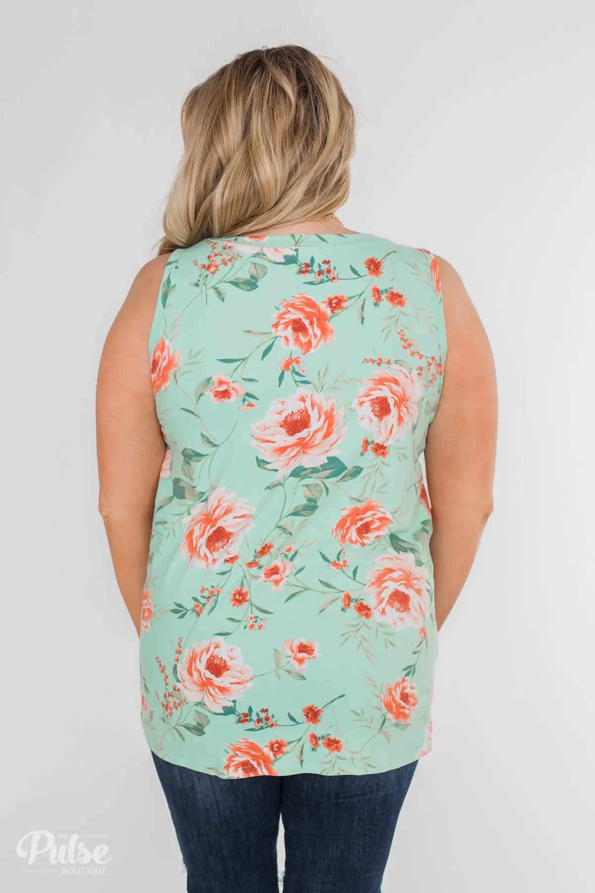 Beauty In Everything Floral Knot Top- Mint