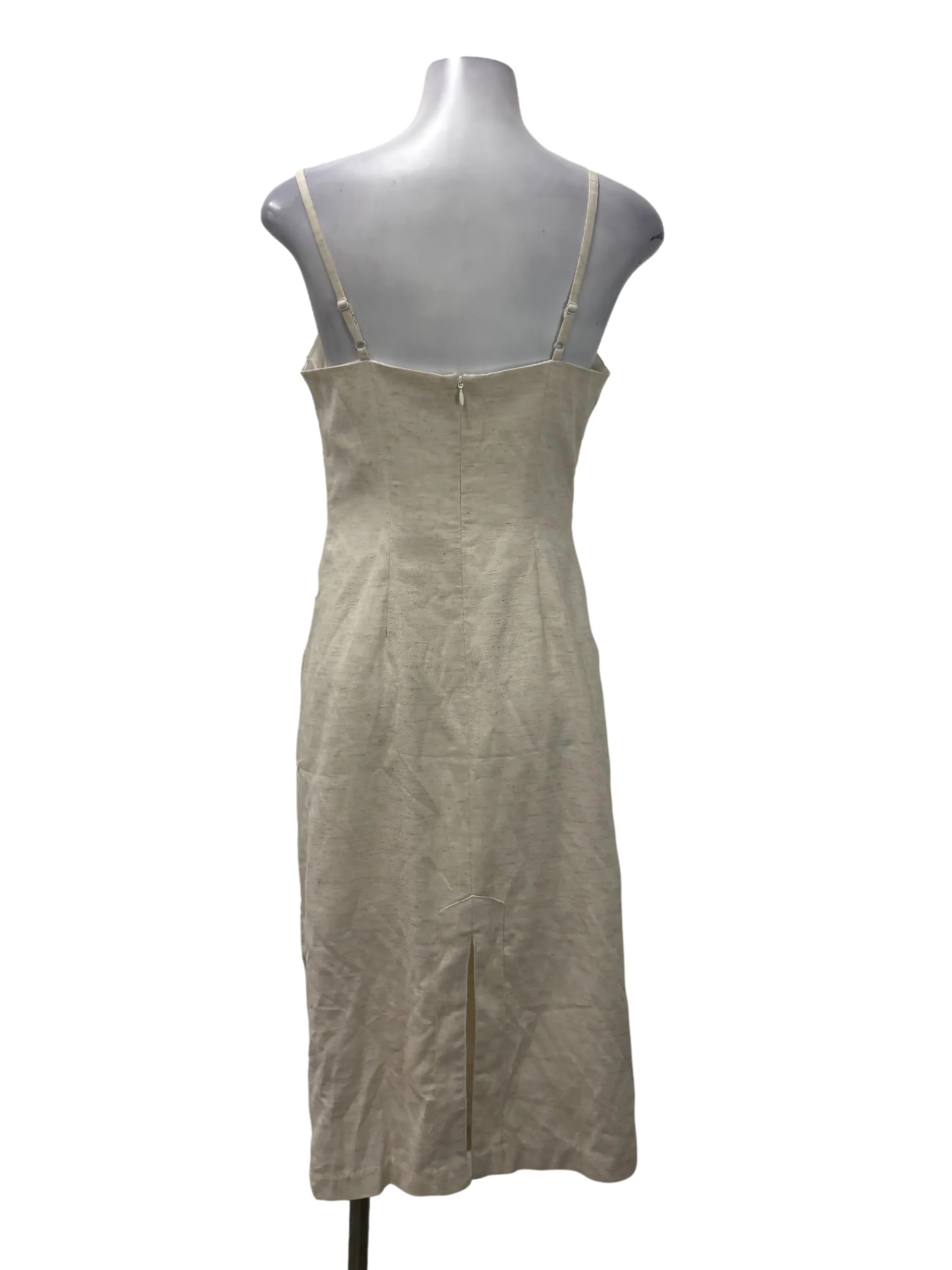 Beige Across Neck Cami Midi Dress