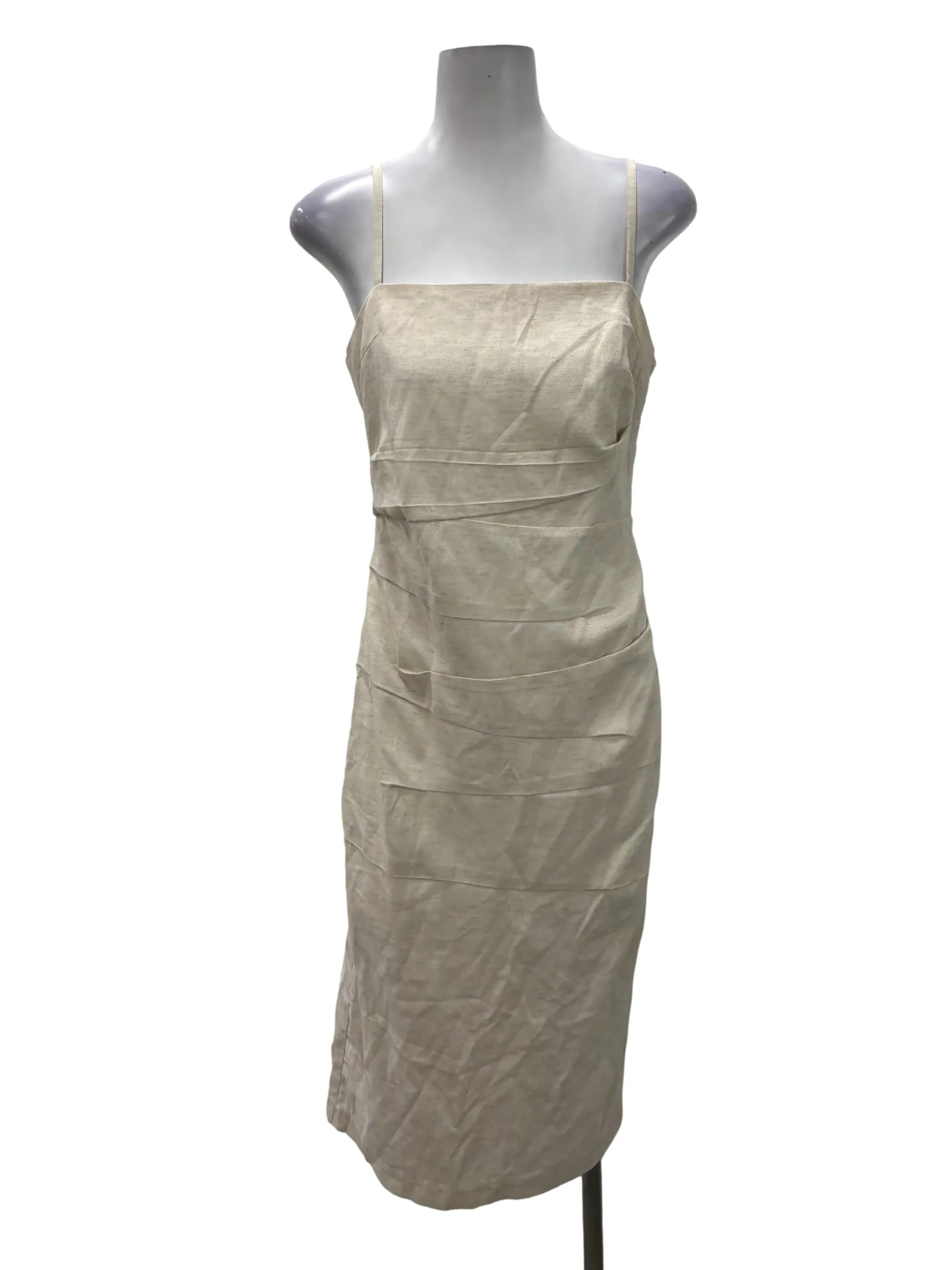 Beige Across Neck Cami Midi Dress
