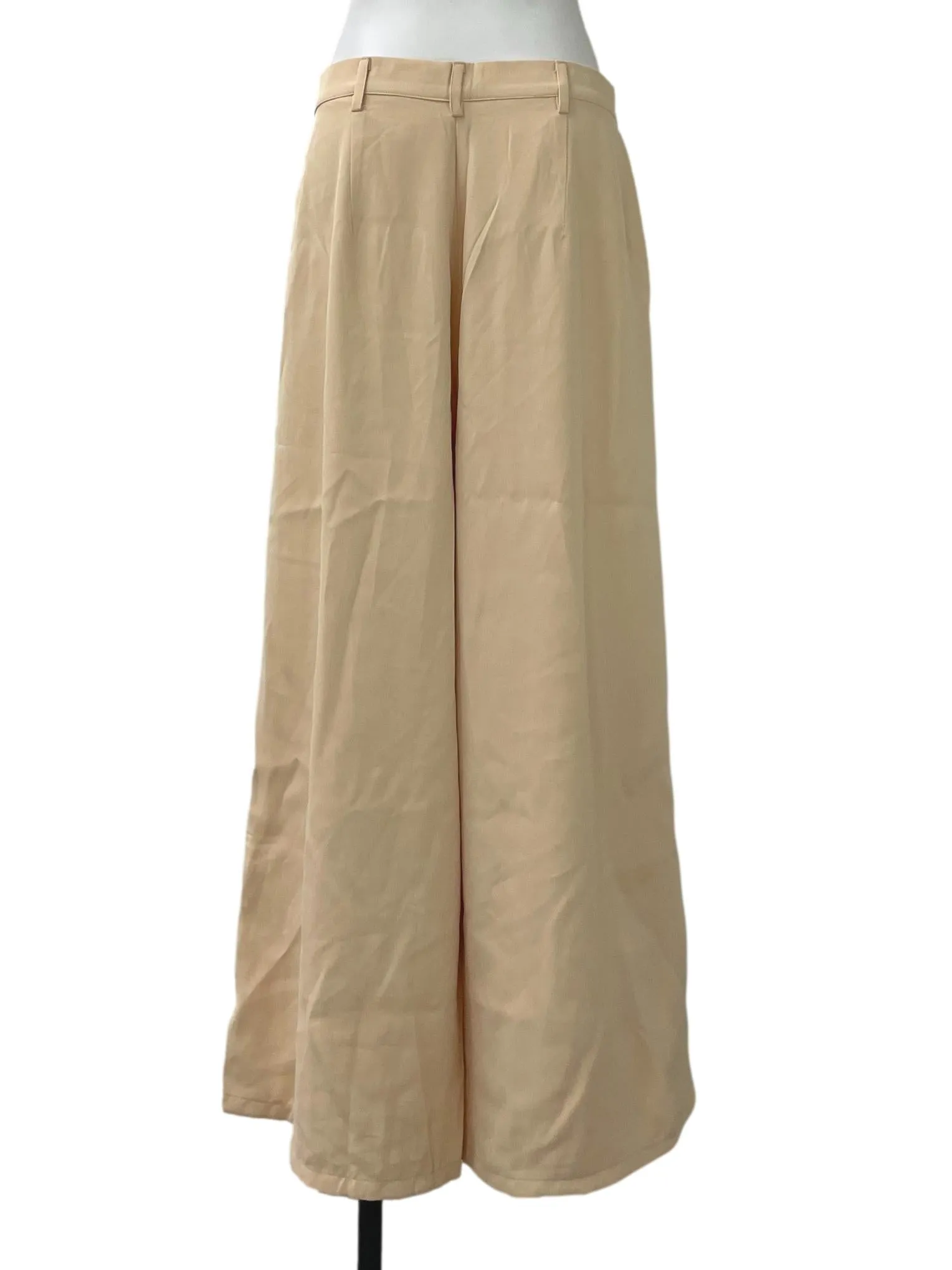 Beige Pleated Wide Legged Pants