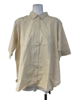 Beige Short Sleeve Collared Shirt