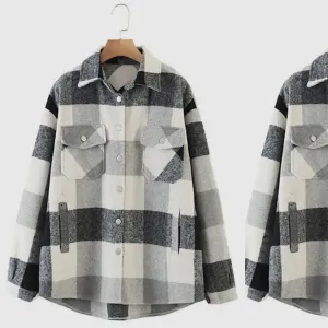 Blossom Plaid Shacket - Black