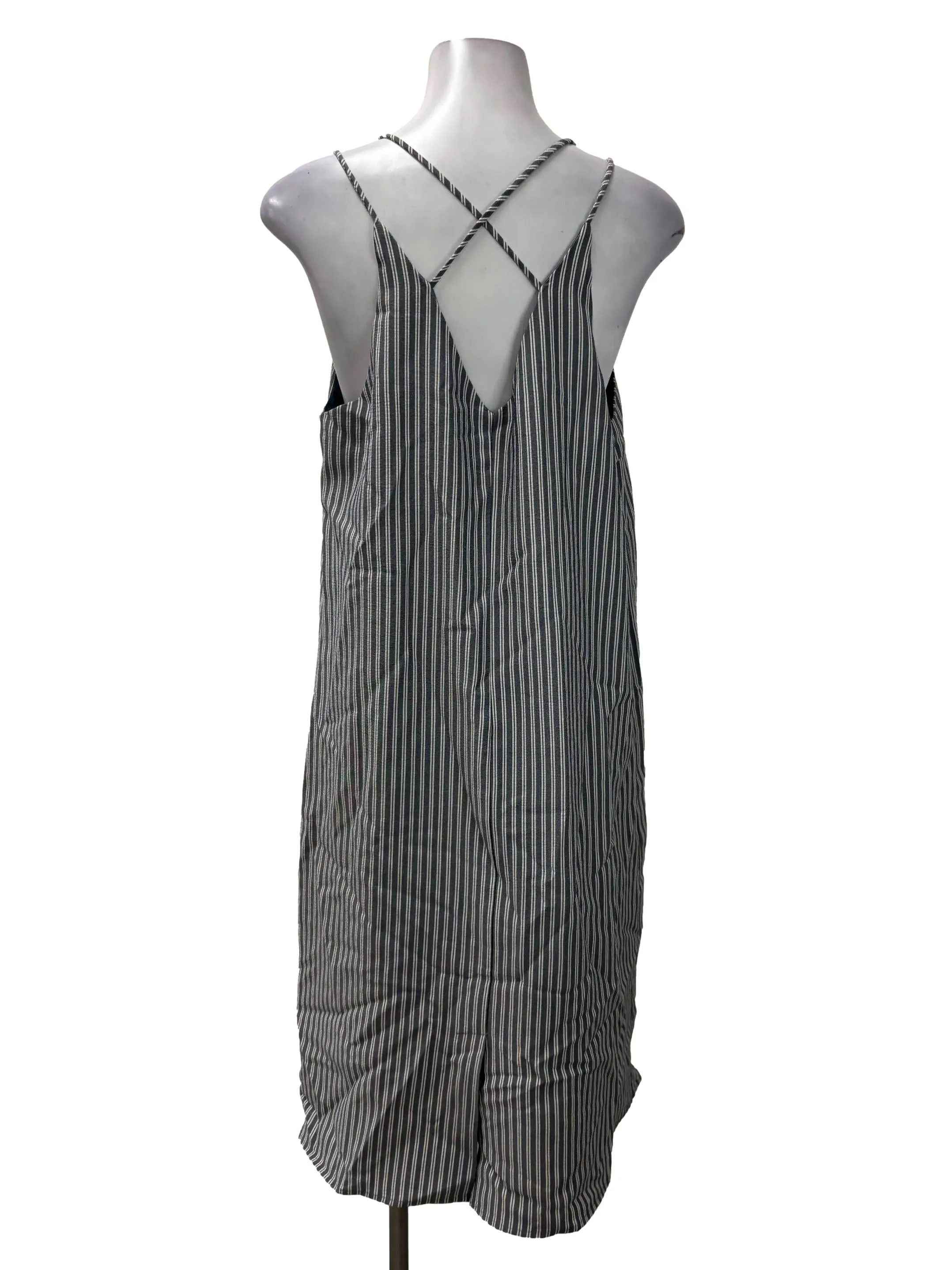 Blue And White Striped Midi Cami Dress
