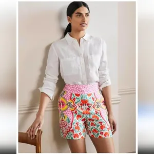 Boden Georgia linen shorts in multi passion bloom sz 8 NWT