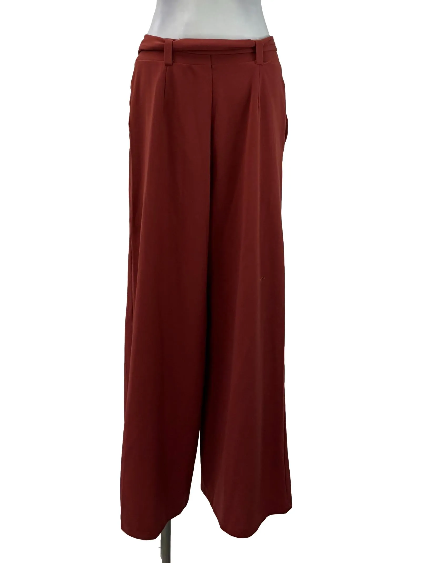 Burnt Red Tie Front Pants