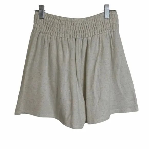 Calme By JOHNNY WAS NWT Smocked Soft Linen Blend Cozy Shorts *Ecru XS