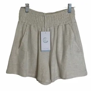 Calme By JOHNNY WAS NWT Smocked Soft Linen Blend Cozy Shorts *Ecru XS