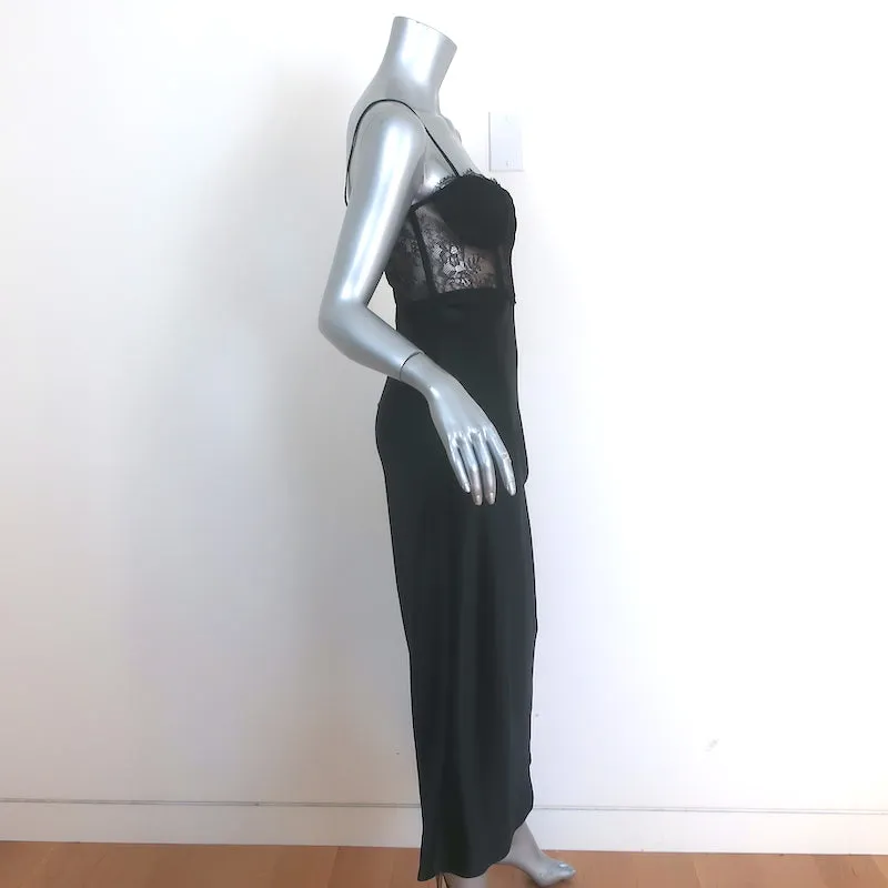 Cami NYC Maureen Lace-Inset Satin Midi Dress Black Size 4