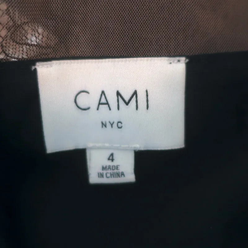 Cami NYC Maureen Lace-Inset Satin Midi Dress Black Size 4