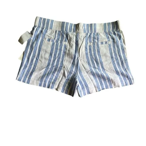 CASLON Stripe Linen Blend Shorts Size L