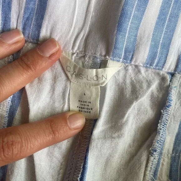 CASLON Stripe Linen Blend Shorts Size L