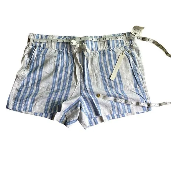 CASLON Stripe Linen Blend Shorts Size L