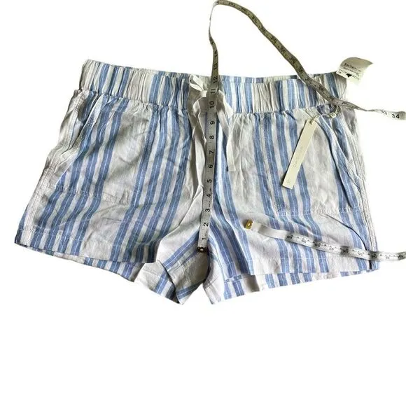 CASLON Stripe Linen Blend Shorts Size L