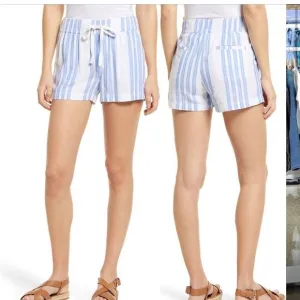 CASLON Stripe Linen Blend Shorts Size L