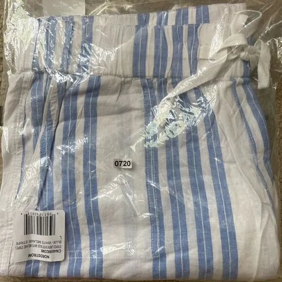 CASLON Stripe Linen Blend Shorts Size L