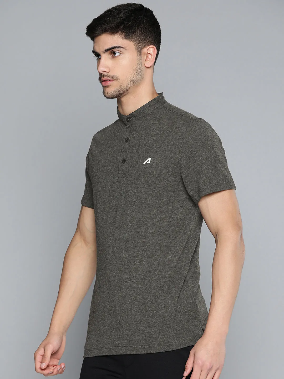 Charcoal Polo Collar Dry Tech Yoga or Gym T-shirt