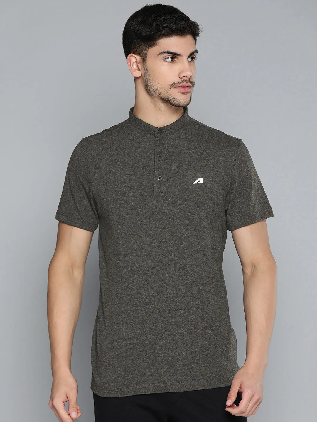 Charcoal Polo Collar Dry Tech Yoga or Gym T-shirt