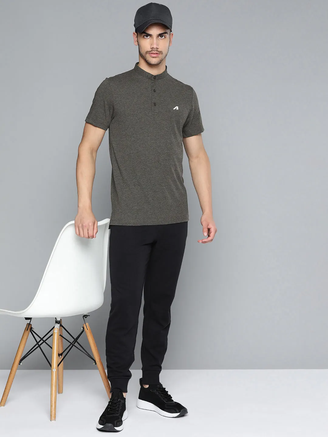 Charcoal Polo Collar Dry Tech Yoga or Gym T-shirt