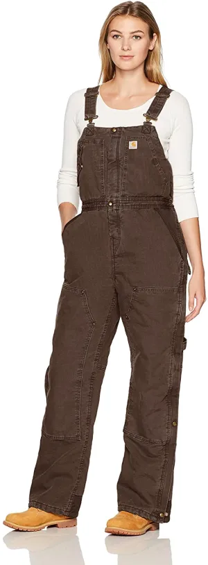 CL102743-L-Brown Carhartt Ladies Bib Overalls Wildwood