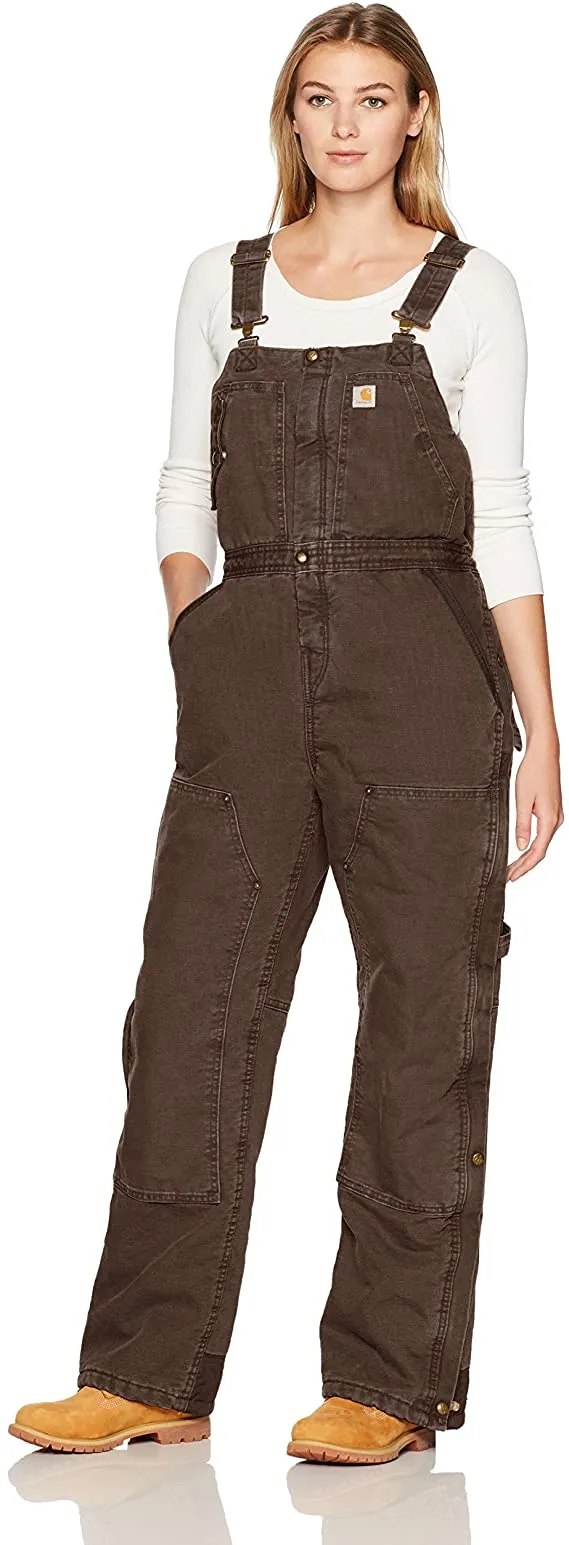 CL102743-L-Brown Carhartt Ladies Bib Overalls Wildwood