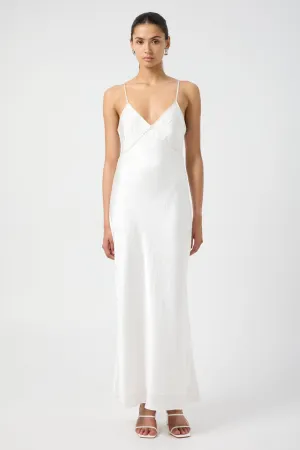 CRUSH CONTRAST BIND CAMI DRESS | WHITE & CREAM
