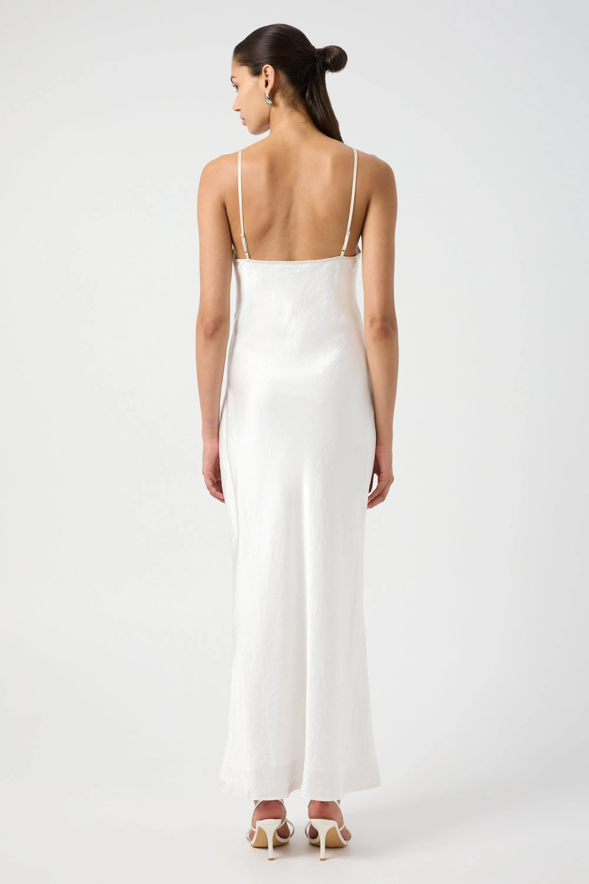 CRUSH CONTRAST BIND CAMI DRESS | WHITE & CREAM