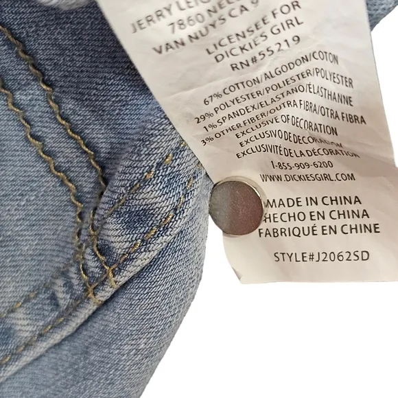 Dickies Rolled Hem Overalls Shorts Light Washed Bib Pocket L