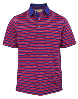Donald Ross Mens Classic Fit  Bold Regimental Stripe Jersey Polo - NAVY