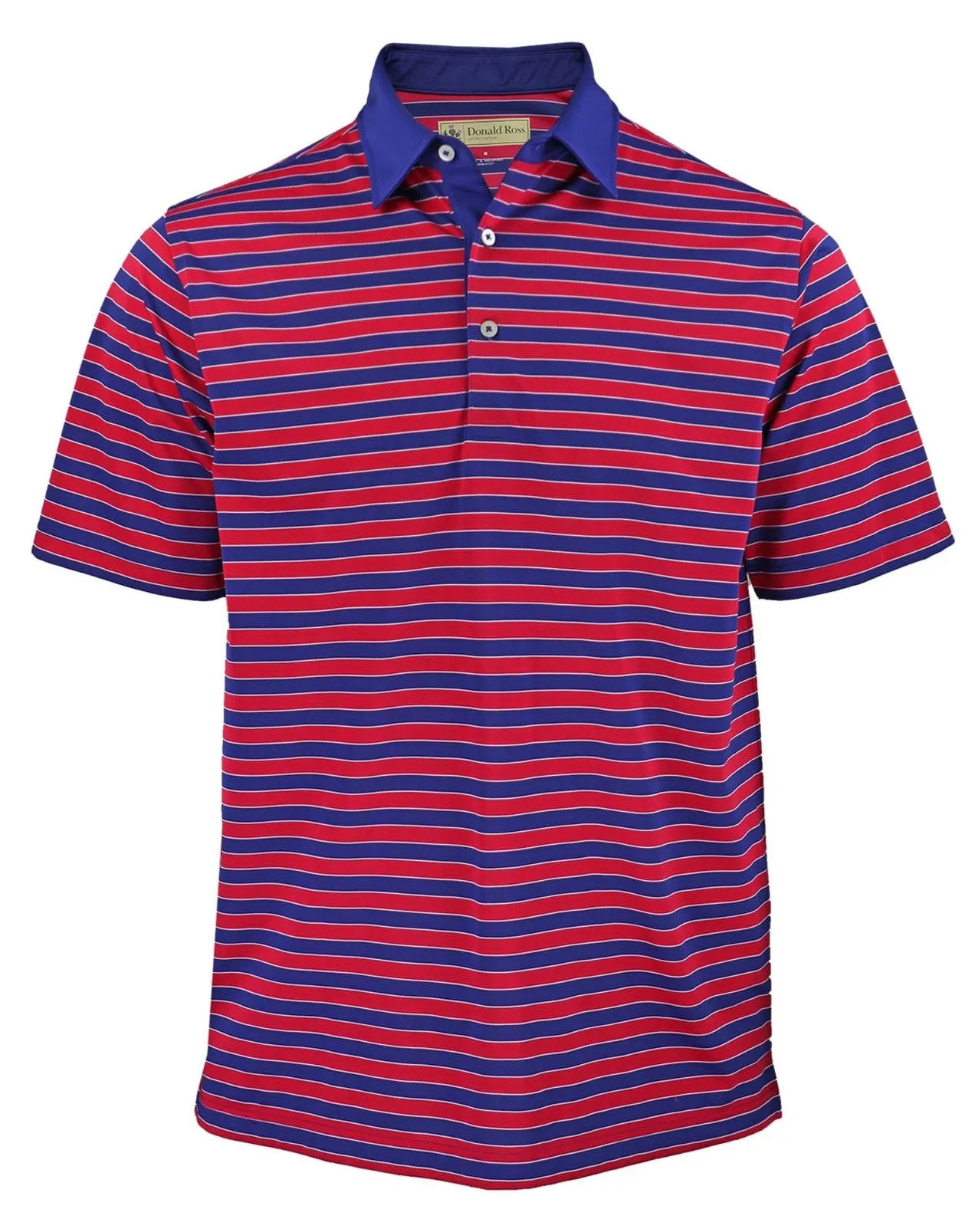 Donald Ross Mens Classic Fit  Bold Regimental Stripe Jersey Polo - NAVY
